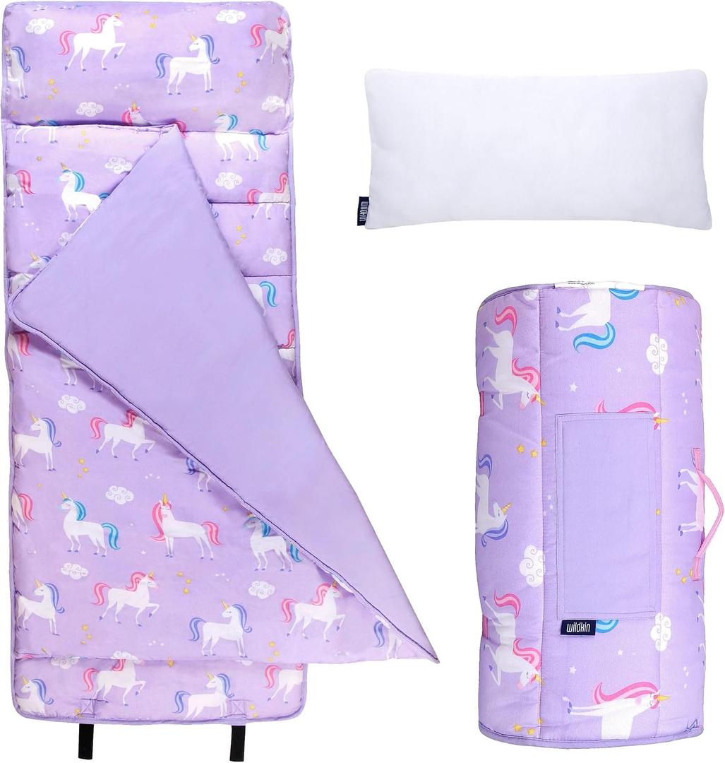 Wildkin Kids Microfiber Nap Mat Soft Sleep Mat with Pillow, Ideal for School & Travel - Unicorn, One Size