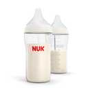 NUK Perfect Match 2-in-1 Natural and Anti-Colic 8oz Bottle with Adaptable Medium Flow Nipple, 2 Pack (8 ounces, Clear)