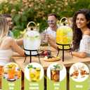 Havawish 2 Pack Drink Beverage Dispenser with Stand for Parties 1.16 Gallon Plastic Water Lemonade Juice Dispenser with Spigot and Lid for Countertop Weddings (Gold)