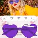 18 Pairs Heart Sunglasses Rimless Heart Shaped Glasses Bulk Pack for Women Colored Party Birthday (Purple)