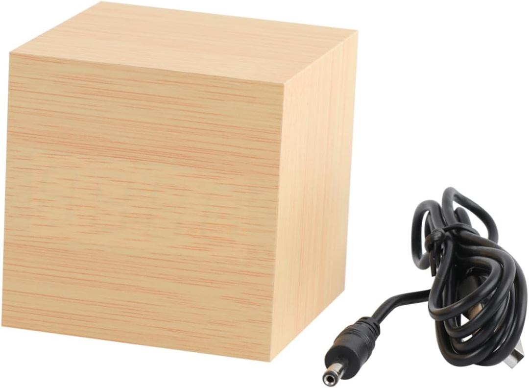 Ciieeo Creative LED Digital Alarm Clock USB Charging Mute Function Premium Wood Material for Home Office Use Light Yellow with White Light