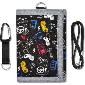 Kids Wallet for Boys, Boys Wallets for Kids 4-12 Trifold Wallet with Zippered Coin Pocket and Card Holders, Birthday Christmas Gifts Wallet - Game Console