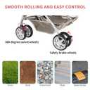 Double Pet Stroller, Foldable Stroller for 2 Dogs & Cats, Two-Seater Carrier Twin Dog Walk Jogger Travel Pet Carriage Cart with Storage, Gray