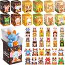 Blueweenly 24 Sets Thanksgiving Mini Animal Plush Toy with Boxes Thanksgiving Friendsgiving Gift Fall Tiny Animal Plush Toy with Pumpkin Maple Leaves for Party Favors Goodie Bag Filler Exchange Gift
