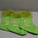 18 Inches Personalized Christmas Stockings with Initial Letter Green Knitted Stocking Holiday Party Decoration Home Family Hanging Ornament 3 Pack