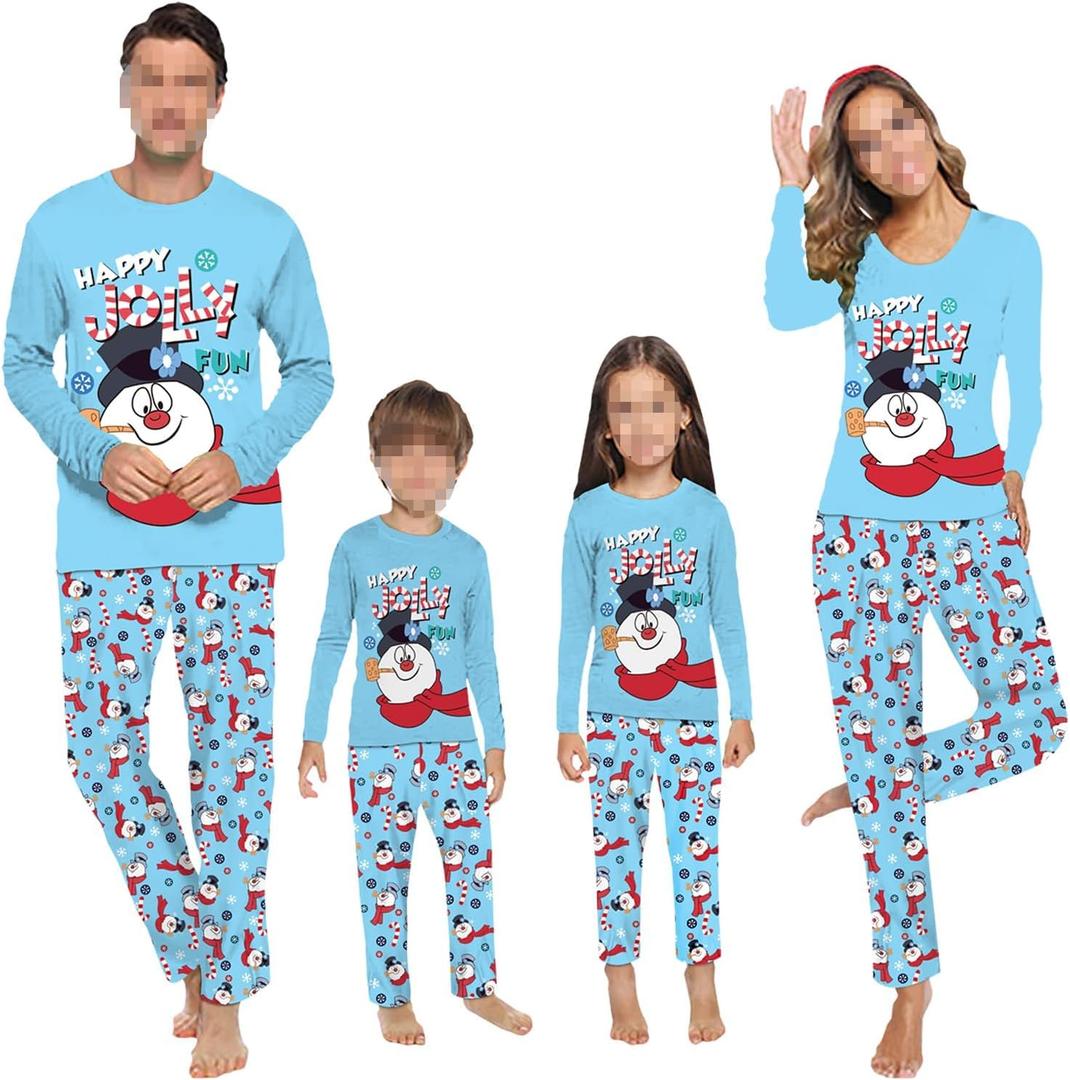 Christmas Pajamas for Family Christmas Family Matching Outfits Long Sleeve Family Jammies Matching Holiday Pajamas (Blue)