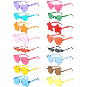 8/16/24 Mixed Style Rimless Sunglasses Colored Party Glasses Rimless Bachelor Photoshoot Costume Accessories
