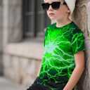 Funnycokid Boys Girls Shirts Graphic T-Shirt Neon Clothes Kids Novelty Youth Short Sleeve Animal Print Tees 4-16 Years (Green)