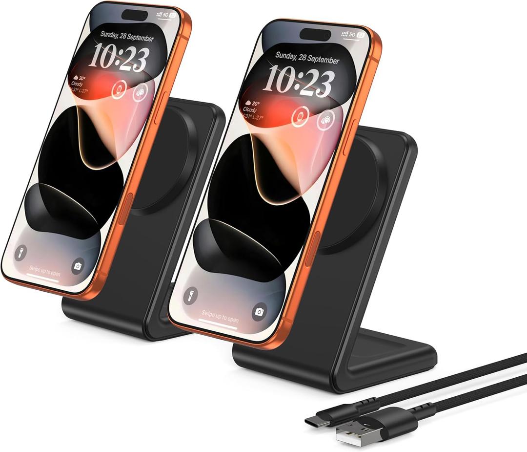 Mag.Safe Charger - iPhone Charger Stand, Fast Magnetic Wireless Charger for iPhone 17/16/15/14/13/12 Series - Black (2pack)