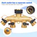 Garden Hose Splitter 4 Way Heavy Duty Brass Connector Tap Splitter (4WAY)