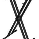 Adjustable Height Keyboard Stand with Quick-Release Lock, Double X Frame Design for 54/61/88 Key Digital Pianos, Foldable Portable Instrument Stand with Secure Straps for Electronic Keyboards