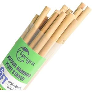 Sprigra 19Pcs Bamboo Stakes 6 Feet, 6FT Garden Stakes Multi-Purpose, 5/8" Dia Plant Stakes for Tomatoes, Beans, Cucumbers, Peppers, Potted Trees, Maintain The Plant Posture, Strengthen and Stem