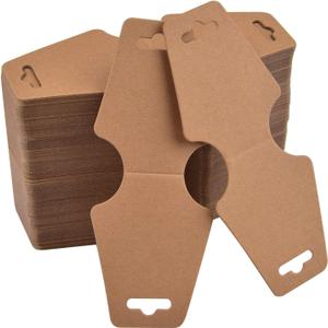 Coopay 200 Pieces Necklace & Bracelet Display Cards Small Business Jewelry Blank Card Holder Kraft Paper Hanging Tags for Necklaces, Bracelets, Jewelry, 4.7 x 2 Inches (Brown)