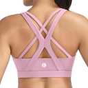 RUNNING GIRL Sports Bras for Women,Seamless Strappy Sports Bra High Support Crisscross Back with Removable Pads (L)