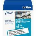 Brother Genuine P-Touch TZe, Black Print on White, Flexible ID Laminated Label Tapes (TZeFX251), ~1in x 26.2ft (24mm x 8m) for Select P-Touch Label Makers, Durable, for Cable Wrap, Water-Resistant