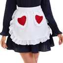Nanxson Retro Lace Maid Costume Half Apron with Pocket Adjustable Kitchen Cooking Apron for Women and Girls CF3130 (Heart)