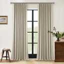 Neutral Pinch Pleat Linen Blackout Curtains 108 Inches Long 2 Panel Set for Living Room Back Tab Pleated Drapes Room Darkening Light Blocking Window Curtain for Bedroom Cottage Farmhouse Taupe 9 FT (Burlywood Birch)