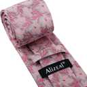 Alizeal Mens 3.15'' Maple Leaf Pattern Necktie Set | Plant Printed Hanky Perfect for Weddings Business Daily Wear (Pink)