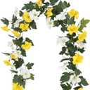 Petunias Artificial Flower Vines Garland for Outdoor Wedding Garden Indoor Home Decor 5.7ft Silk UV Resistant Realistic Hanging Vines Glory Flowers with Wire(Yellow)