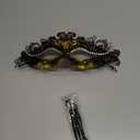 Masquerade Mask with Stick,Venetian Masks for Women Mardi Gras Decoration Carnival Costume Party (Black/Gold-2)