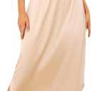 Vlazom Women's Satin Half Slip Under Slip Long Underskirt Half Slips for Under Dresses Slip Side Slit Size S (Nude)