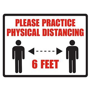 Hillman 843864 Please Practice Physical Distancing Peel and Stick Sign, 4" x 6", Black and Red Vinyl, 3PCS