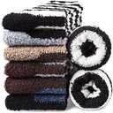 Mens Fuzzy Socks, Warm Winter Fluffy Cozy Slipper Fleece Socks for Men, 6 Pairs