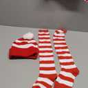 Haysandy Halloween Costume Set Striped Cosplay Shirt Hat Sock for Christmas Party Outfit (Large, Red White)