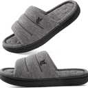 VeraCosy Mens Open-Toe Slippers Memory Foam Indoor Outdoor House Shoes, 9-10