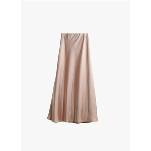 Elegant Satin Long Skirt for Women Spring Summer Office Ladies Korean Style Loose Elastic Band Midi Skirts Size M