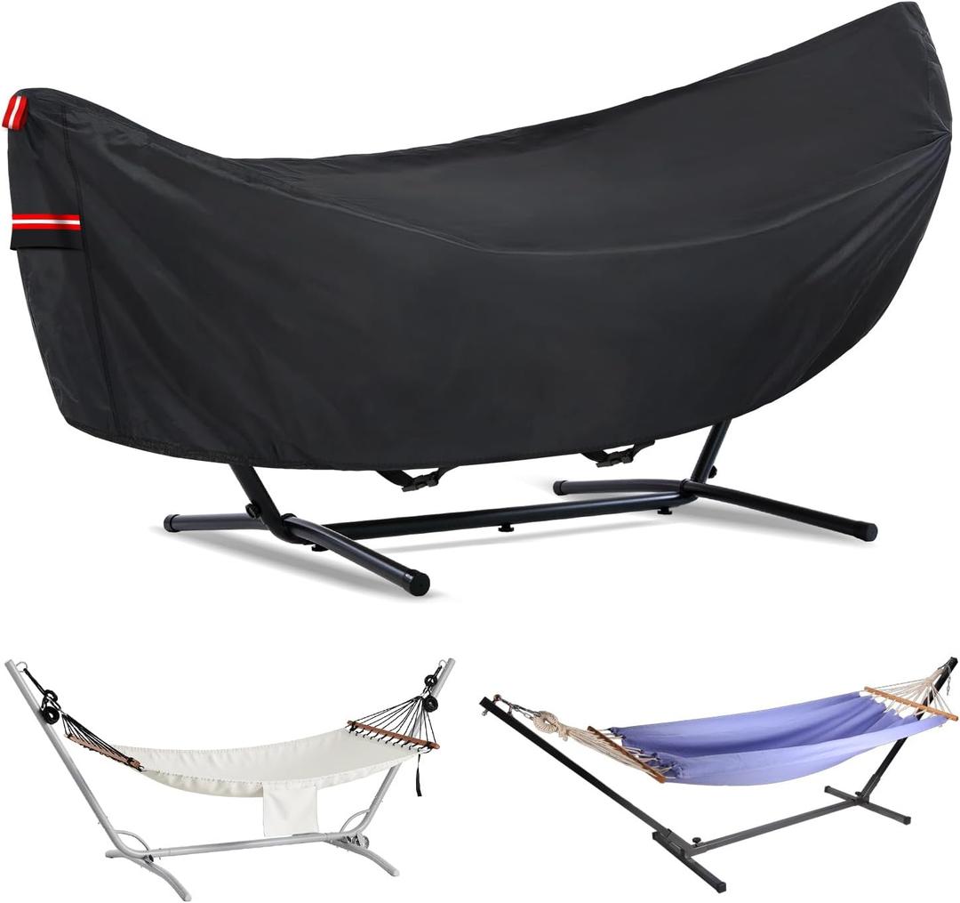 Waterproof 11-12 Hammock Cover, 210T Sun Rain UV Dust Snow Protection Outdoor Covers with Windproof Straps & Soft Cotton Lining for Hammock with 55 inch Spreader Bars 