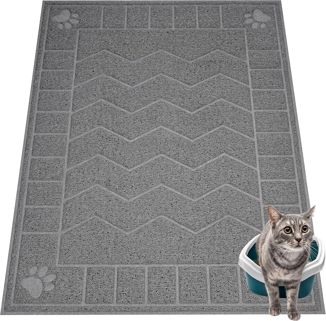 Cat Litter Mat, Litter Trapping Mat Soft on Kitty Paws, 47" x 35" Kitten Litter Box Mat for Cleaner Floors, Waterproof, Easy Clean, Durable XL Large Size Cat Litter Pad for Kitten
