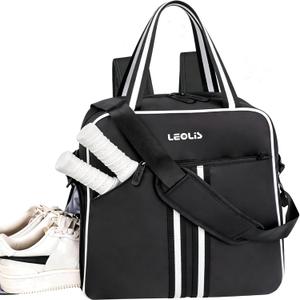 Pickleball Bag Pickle Ball Backpack for Women,Pickleball Accessory Tote Sport Equipment Bag Machine Washable with Shoe Compartment,Wet Pocket,Adjustable Shoulder Strap Fence Hook,Great Gift 30L-Black