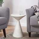 COVLON Small Drink Table, Round Martini Table, Drum End Table Side Table, Metal Accent Table,for Small Space Living Room, Bedroom, Dirt, 13.50"d X 13.50"w X 19.75"h