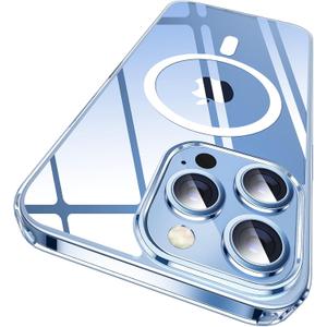 2 x SUCGLES for iPhone 13 Pro Max Case with MagSafe [Ultra Strong Magnetic] [12FT Military Drop Protection] [Shockproof Bumper] Slim Thin Mag Safe Promax Phone Cover for Apple 13pro Max (Clear/Magnet)