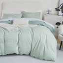 Oli Anderson King Comforter Set, 3 Pieces Green Gingham Bed Comforter King Size, Reversible Lightweight Fluffy Checkered Bedding Set with 2 Pillowcases for All Seasons (Light Green Gingham, King)