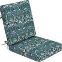 Arden Foam Outdoor Dining Chair Cushion, 20 x 20, Made with ProFoam, Rain-Proof, Fade Resistant, Sapphire Aurora Blue Damask