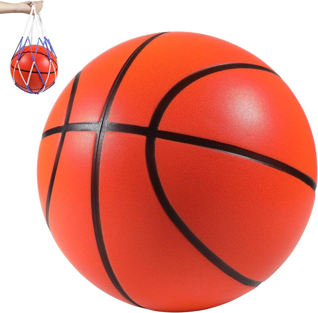 Silent Basketball Size7, New Upgraded Weight 600g Grooved Airless Indoor Basketball, Non-derforming Package, Real Feel & Bounce Like Official Ball, Quiet Dribbling Indoor Training