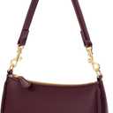 KKXIU Small Shoulder Bag for Women - Mini Purses for Women Vegan Leather Purse Classic Retro Handbag with Removable Strap (Wine)