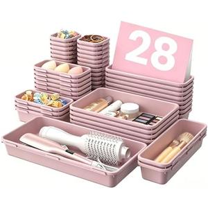 A-LuGei 【Military Grade Drawer Organizer, 【𝟱𝗦𝗶𝘇𝗲】 Makeup organizer, 【Holds 177 Items】 Bathroom Organizers and Storage, Organization and Storage, Desk Drawer Organizer for Vanity (Lilac)