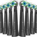 Replacement Heads Compatible with, Brush Heads for 2/3/4/5/6/7/8/9/10 Series Electric Toothbrushs, Medium Softness, Removes Stubborn Plaque, 12 Black