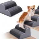 CiWiVOKi 2-Step Modular Dog Ramp - Portable Non-Slip Stairs for Small Dogs with High Support, Lightweight Plastic Pet Steps Fits Staircase Indoor, Ideal for Elderly Injured Pets (9.5"D, 1-Pack, Grey)