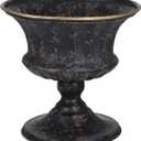 Vintage Metal Urn Planter, Small Roman Flower Pot Table Centerpiece Trumpet Vase Farmhouse Table Centerpiece Flower Bucket Decorative Trumpet Vase for Home Wedding Garden Indoor Outdoor (6 Inch) (15x15cm, Black)