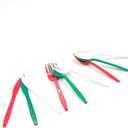 360-Piece Christmas Plastic Tableware Set, Disposable Heavy Tableware Set, Including 120 Red, Green and White Knives and Spoons, Christmas Party Supplies