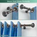 1 1/8 Inch Heavy Duty Curtain Rods, Single Curtain Rod for Window 72-144 Inch(6-12ft), Telescoping Drapery Rods with Classic Finials and Adjustable Aluminum Alloy Brackets, Antique Brown