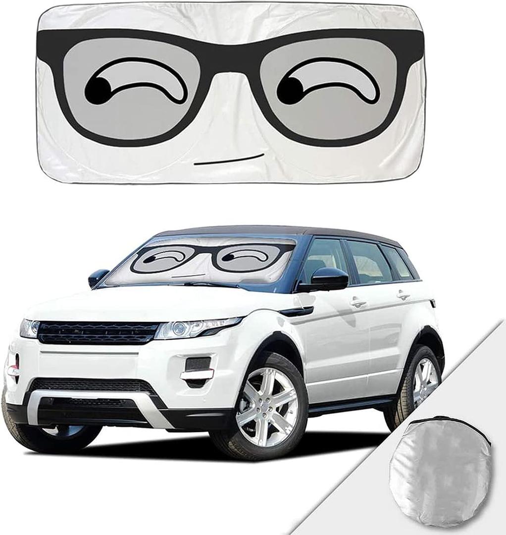 HOMEYA Car Windshield Sunshade, Cartoon Panda Auto Sun Shade Foldable Sun Visor Protector UV Ray Reflector Shield to Keep Vehicle Cool & Damage Free Protect Kids Baby & Pets (59 x33.5 Inch) (Eye)