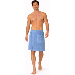 Turkish Cotton Terry Velour Adjustable Body Wrap Towel for Men (Light Blue, One Size)