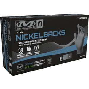 Mechanix Wear: 6 Mil Nickelback Nitrile Gloves with Sweat Absorbing Liner, Latex and Powder Free, Disposable Gloves, Textured Grip, 50 pack, Cleaning and Mechanic Work Gloves (Gray 6 mil, X-Large)