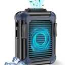 Personal Belt Fan Clip On Waist Portable Cooling Fan & USB Necklace Fan for Travel Outdoor Working Jobsite, 7000RMP Strong Airflow/ 3 Speeds Adjustable (Blue)