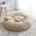 Calming Dog Bed & Cat Bed, Anti-Anxiety Donut Dog Cuddler Bed, Warming Cozy Soft Dog Round Bed, Fluffy Faux Fur Plush Dog Cat Cushion Bed for Small Medium Dogs and Cats (20"/24"/27"/30") (Brown)